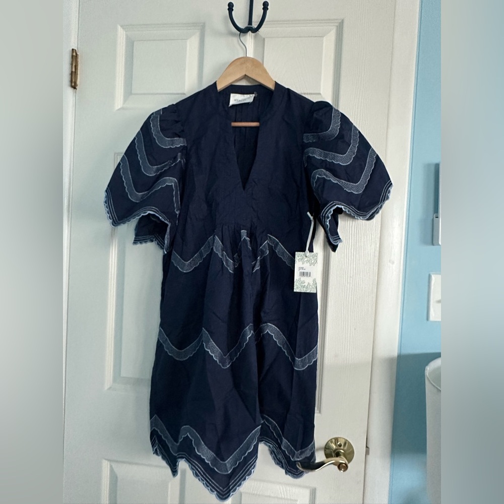 Tuckernuck Hyacinth House Navy Embroidered Weston Mini Dress NWT Small S - Picture 6 of 9